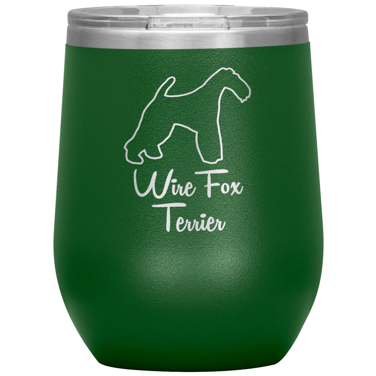 Wire Fox Terrier Dog Outlined Silhouette 12oz Wine Insulated Tumbler