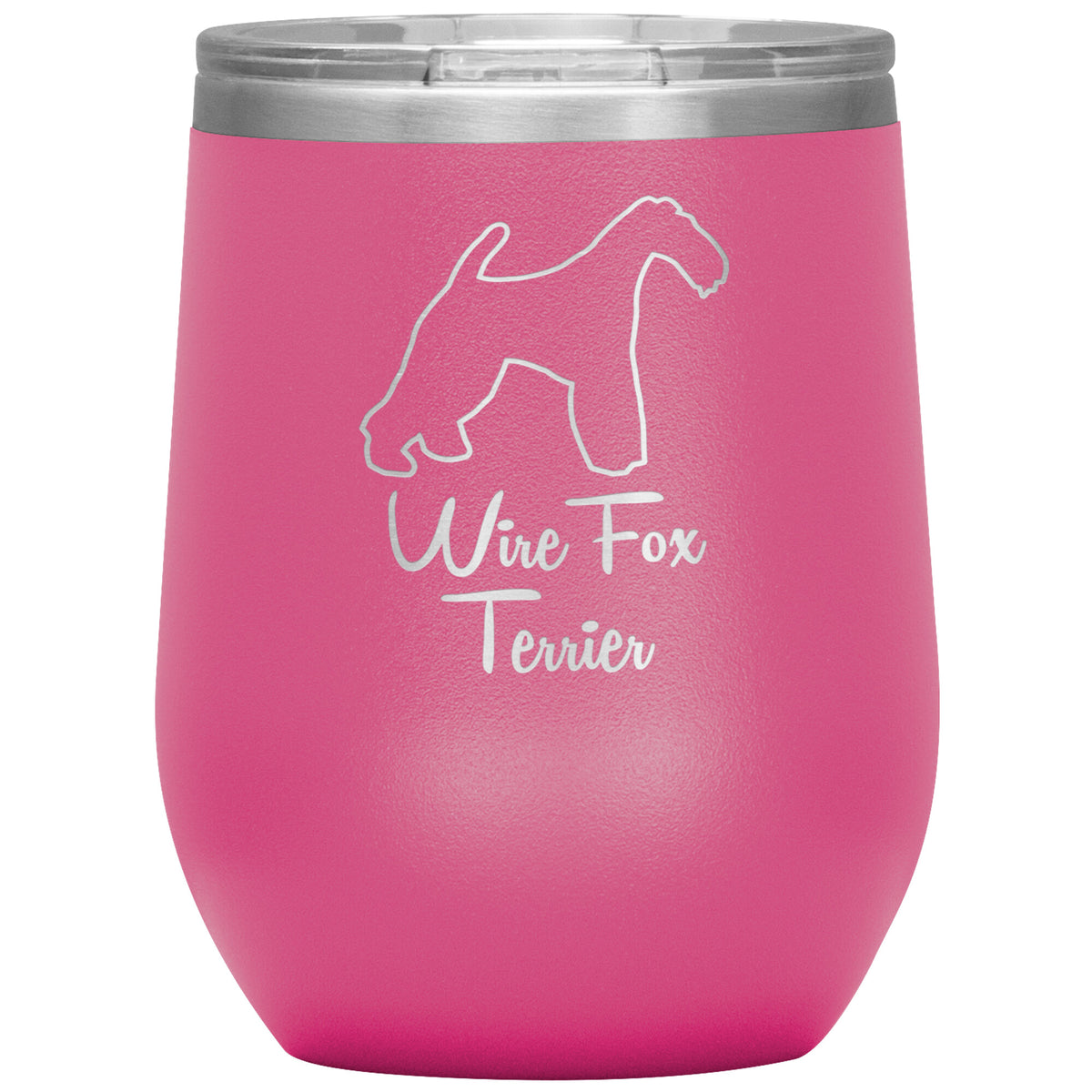 Wire Fox Terrier Dog Outlined Silhouette 12oz Wine Insulated Tumbler