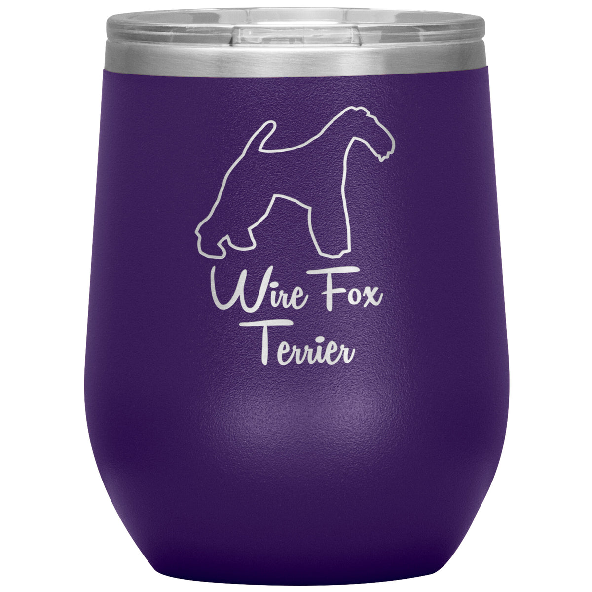 Wire Fox Terrier Dog Outlined Silhouette 12oz Wine Insulated Tumbler