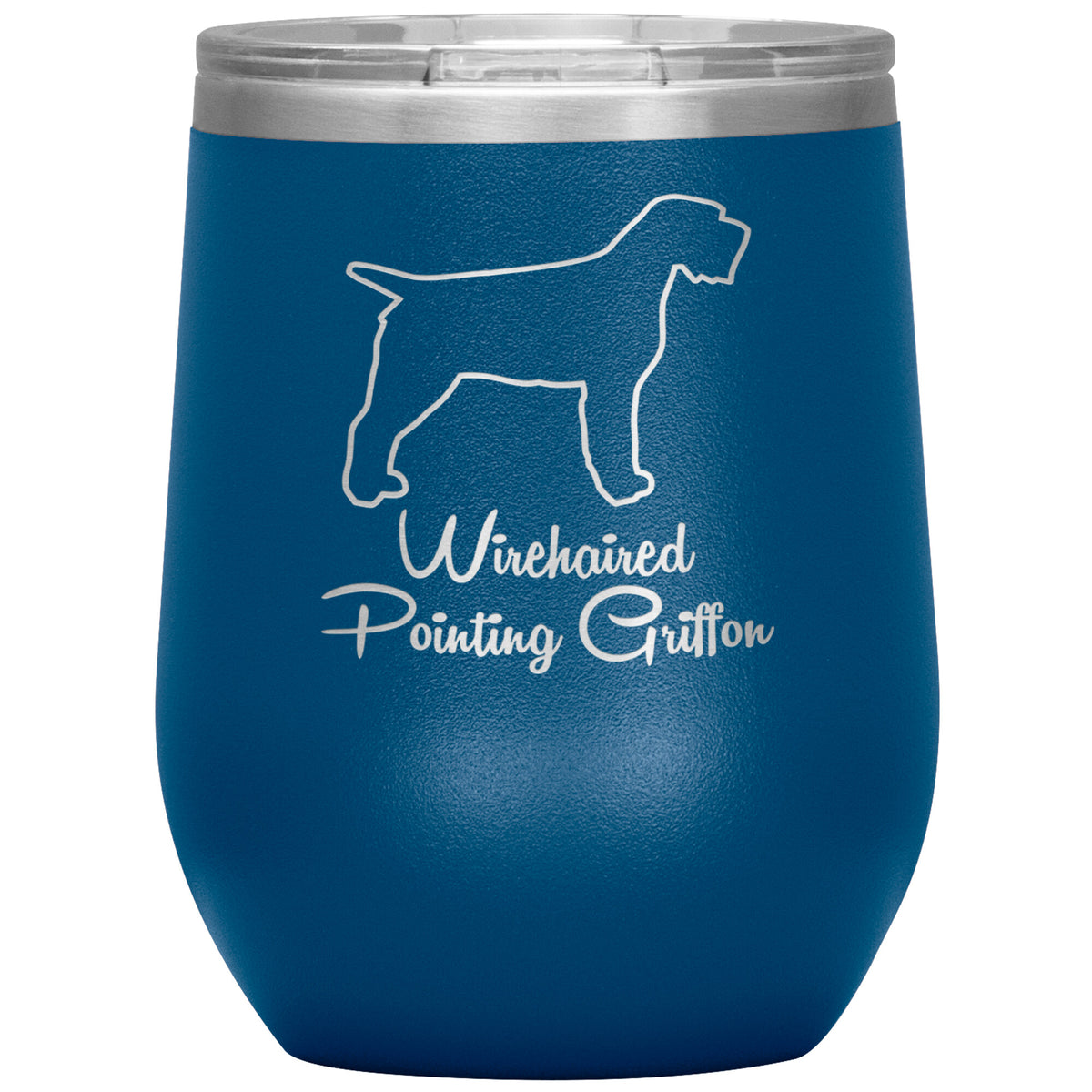 Wirehaired Pointing Griffon Dog Outlined Silhouette 12oz Wine Insulated Tumbler