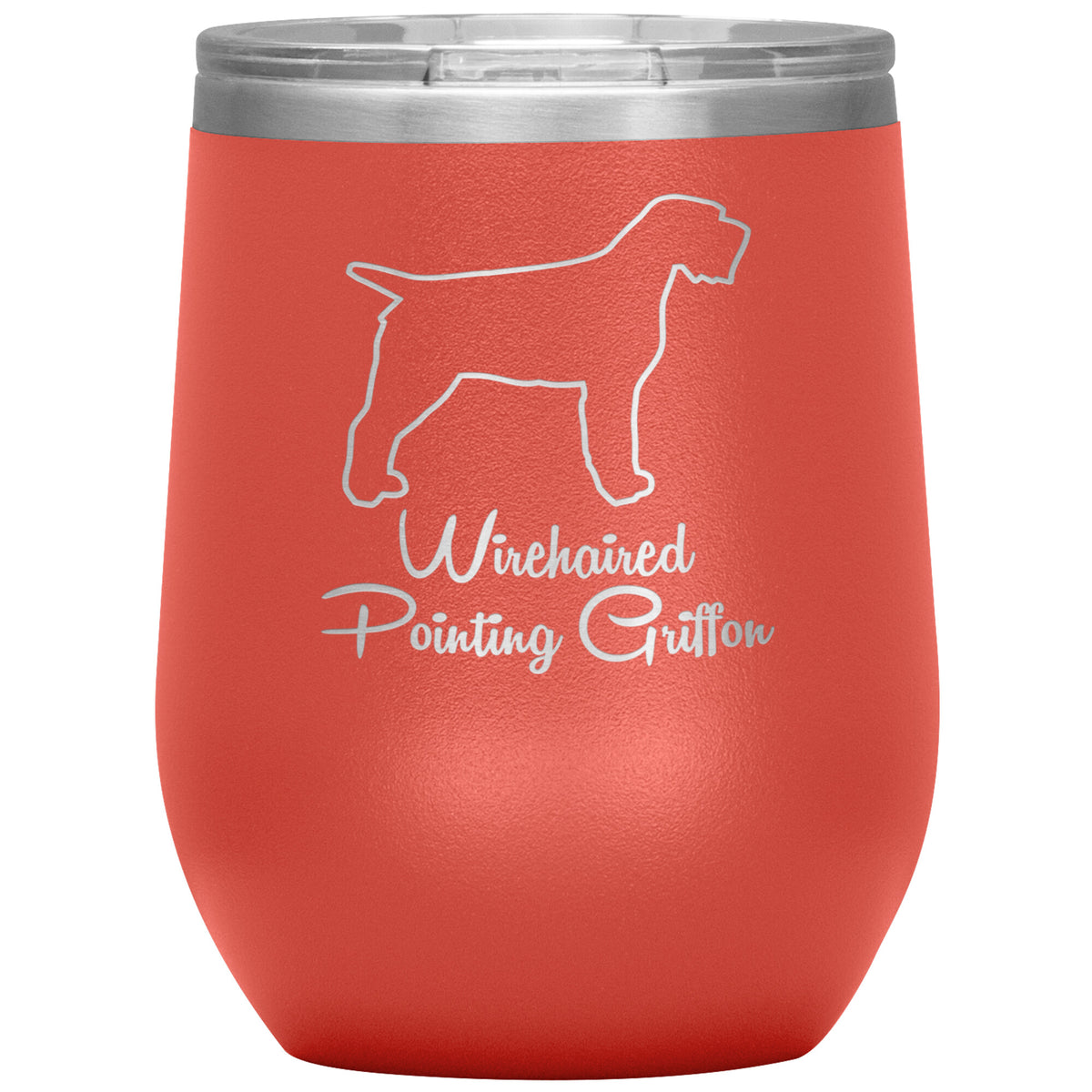 Wirehaired Pointing Griffon Dog Outlined Silhouette 12oz Wine Insulated Tumbler