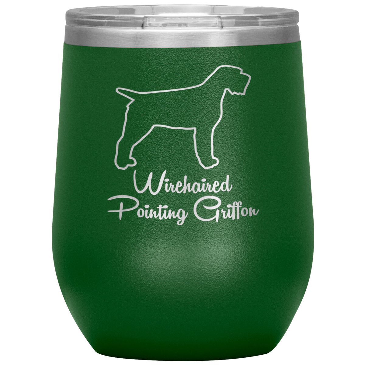 Wirehaired Pointing Griffon Dog Outlined Silhouette 12oz Wine Insulated Tumbler