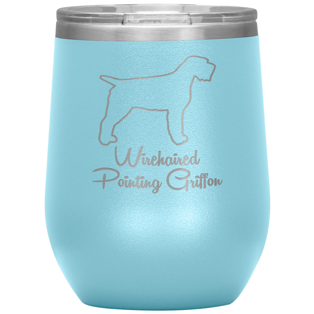 Wirehaired Pointing Griffon Dog Outlined Silhouette 12oz Wine Insulated Tumbler