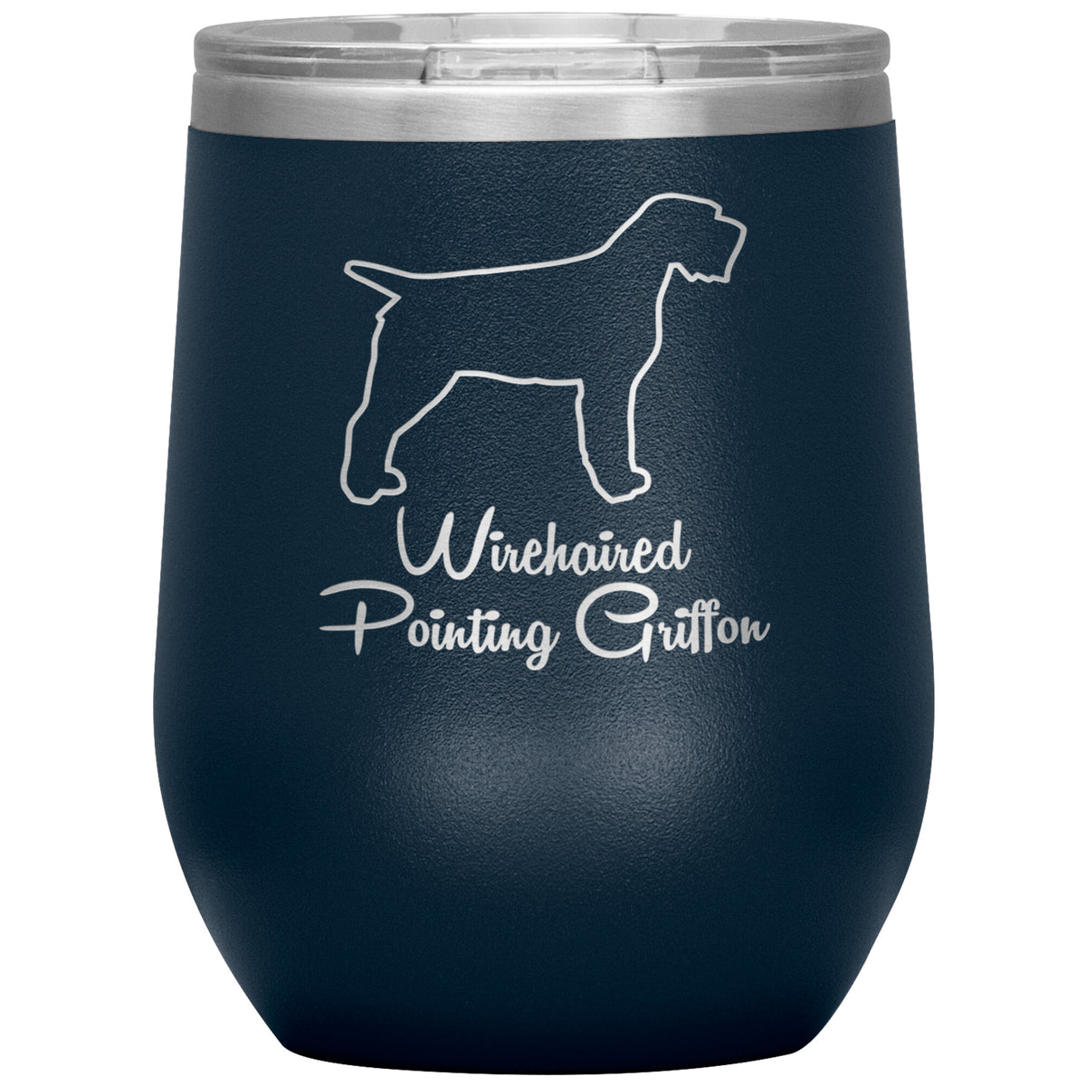 Wirehaired Pointing Griffon Dog Outlined Silhouette 12oz Wine Insulated Tumbler