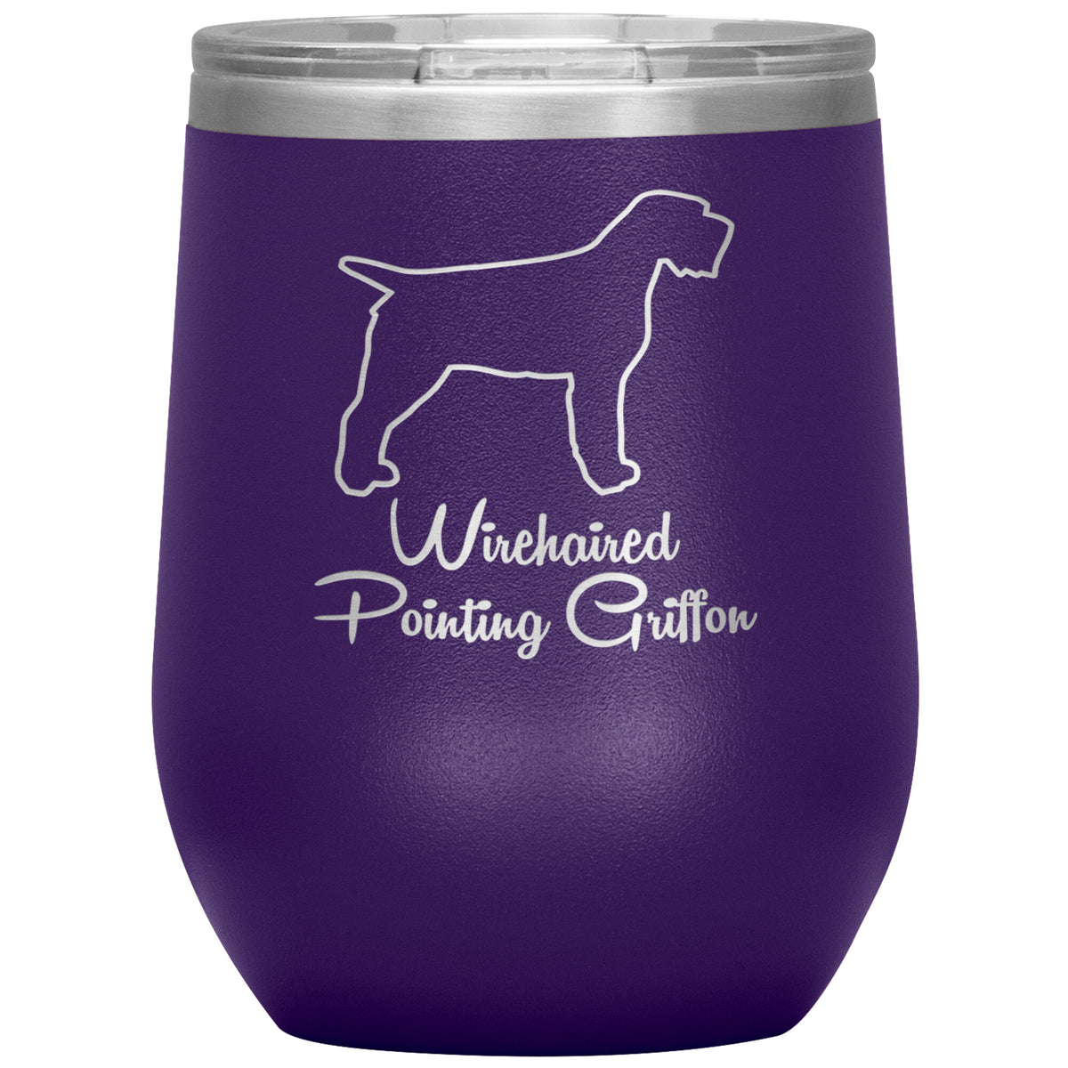 Wirehaired Pointing Griffon Dog Outlined Silhouette 12oz Wine Insulated Tumbler