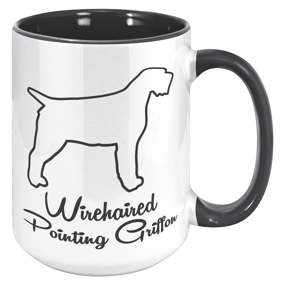Wirehaired Pointing Griffon Dog Outlined Silhouette 15oz Accent Mug