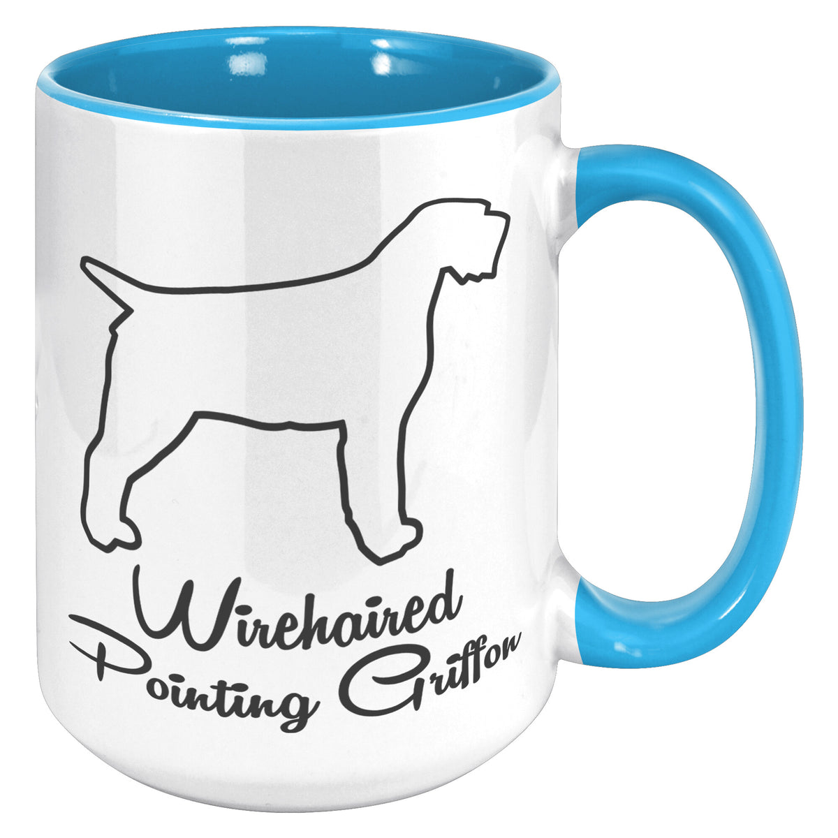 Wirehaired Pointing Griffon Dog Outlined Silhouette 15oz Accent Mug