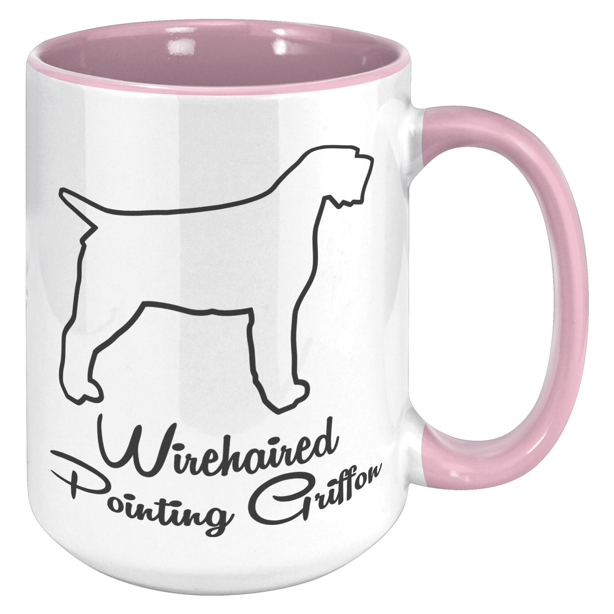 Wirehaired Pointing Griffon Dog Outlined Silhouette 15oz Accent Mug