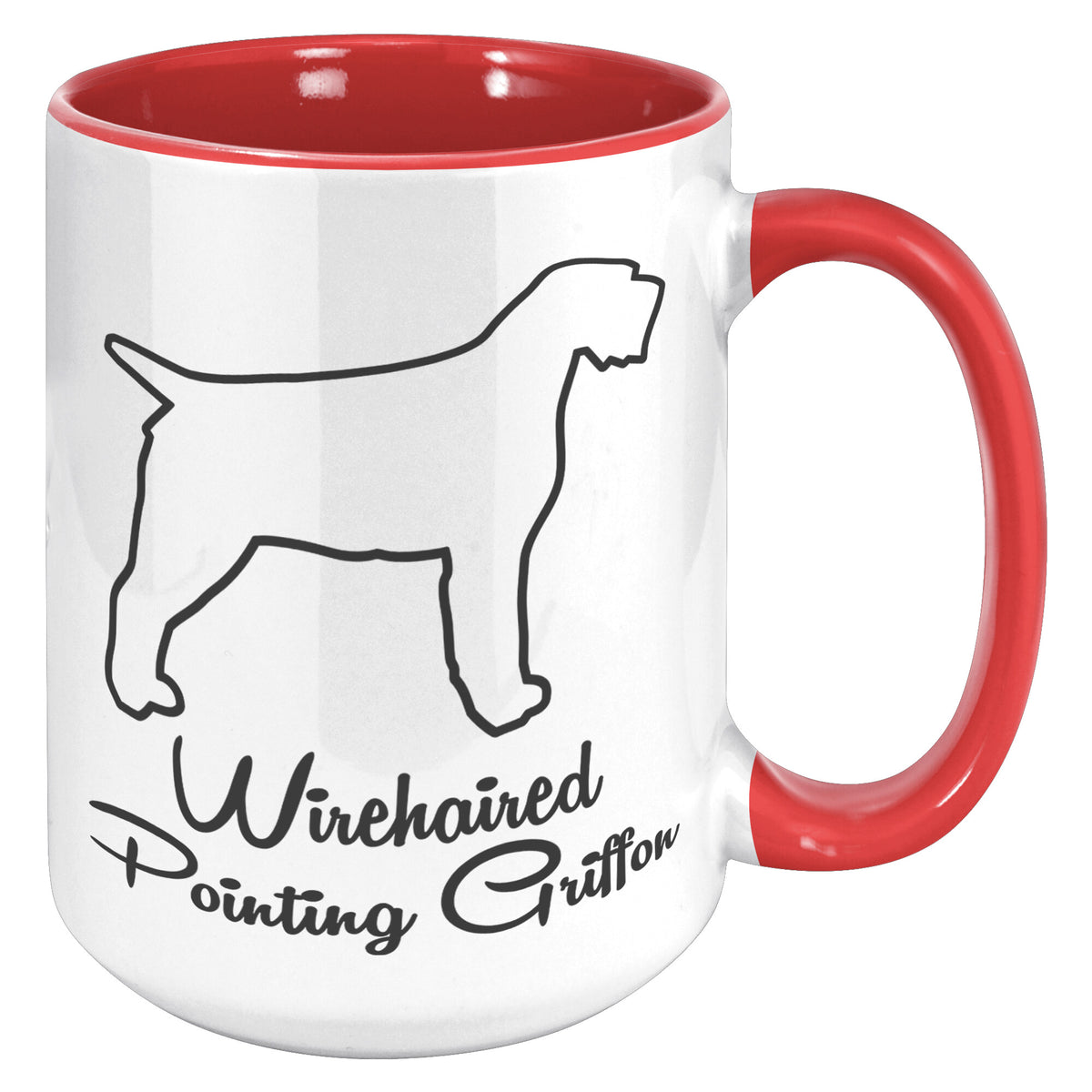 Wirehaired Pointing Griffon Dog Outlined Silhouette 15oz Accent Mug