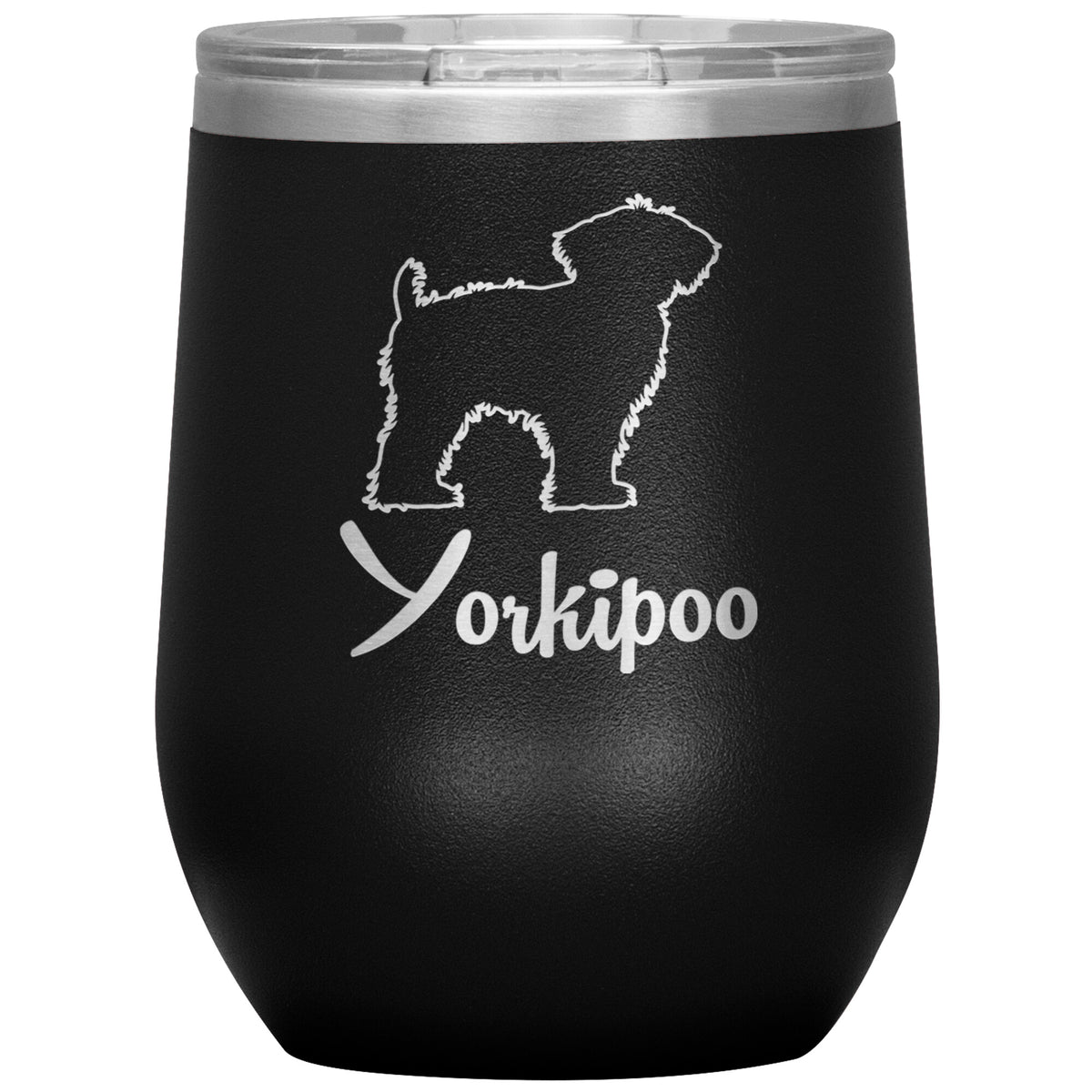 Yorkipoo Dog Outlined Silhouette 12oz Wine Insulated Tumbler