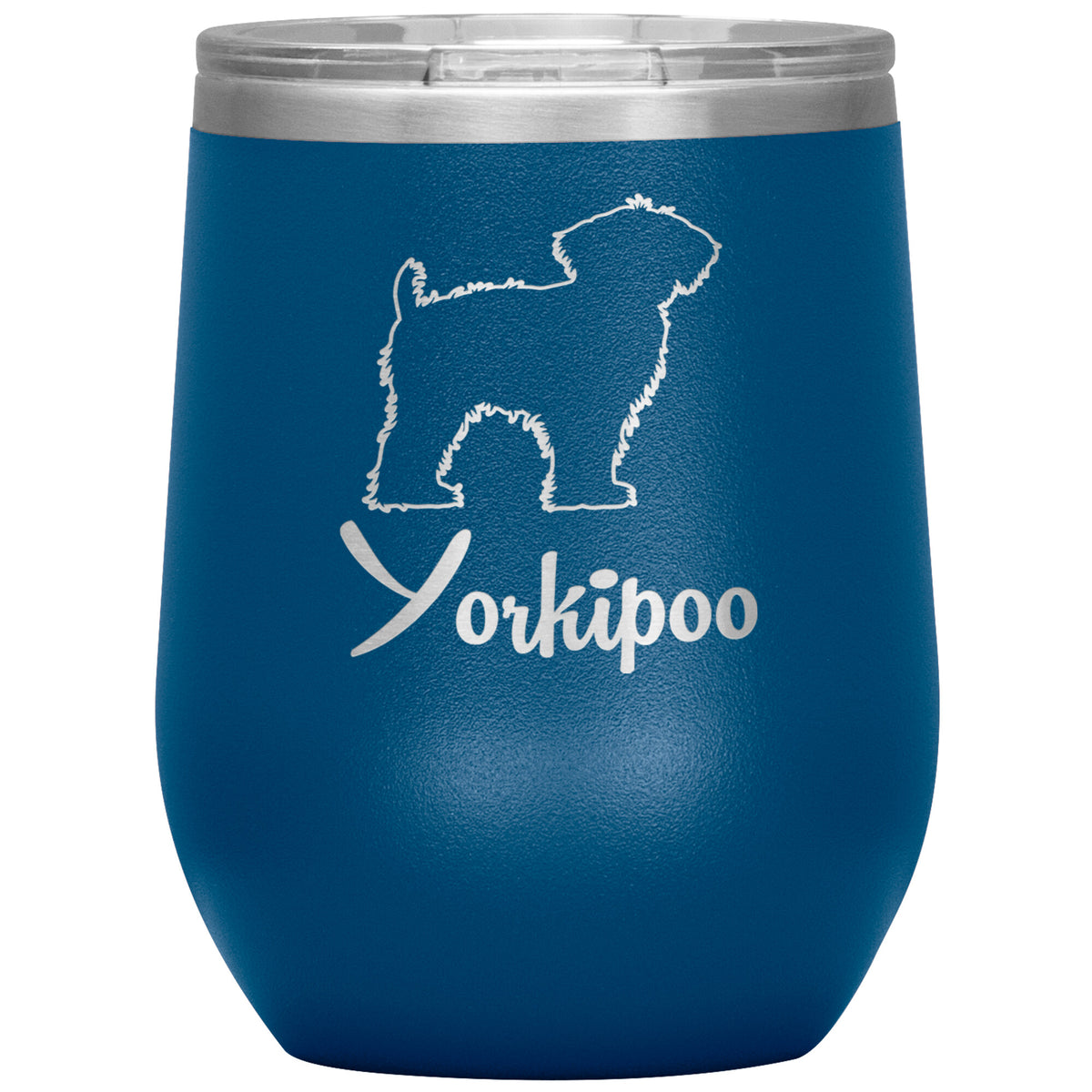 Yorkipoo Dog Outlined Silhouette 12oz Wine Insulated Tumbler