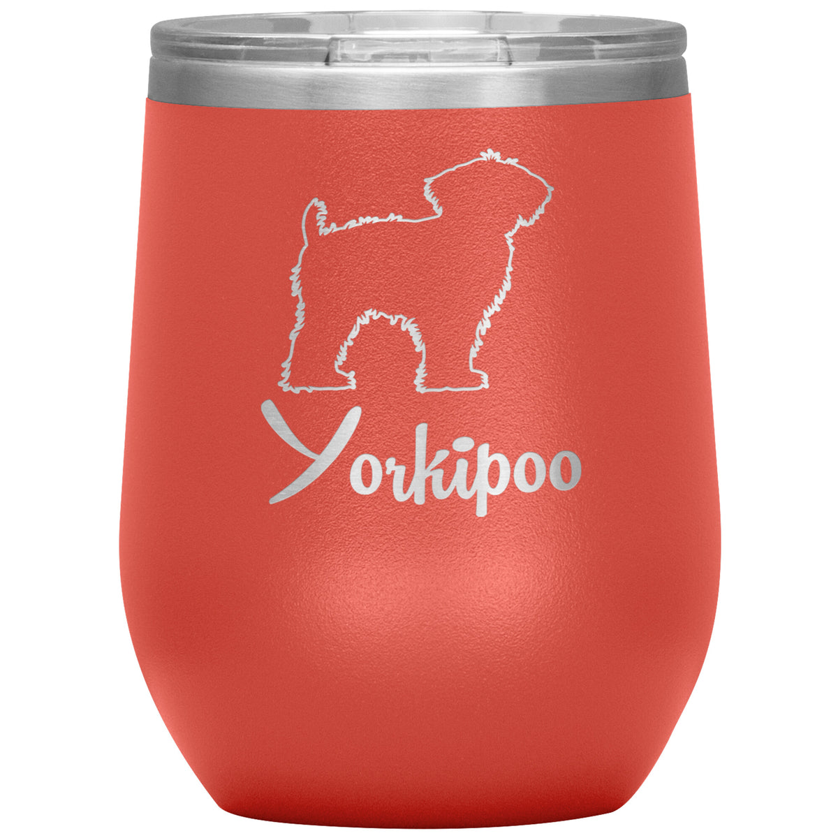 Yorkipoo Dog Outlined Silhouette 12oz Wine Insulated Tumbler