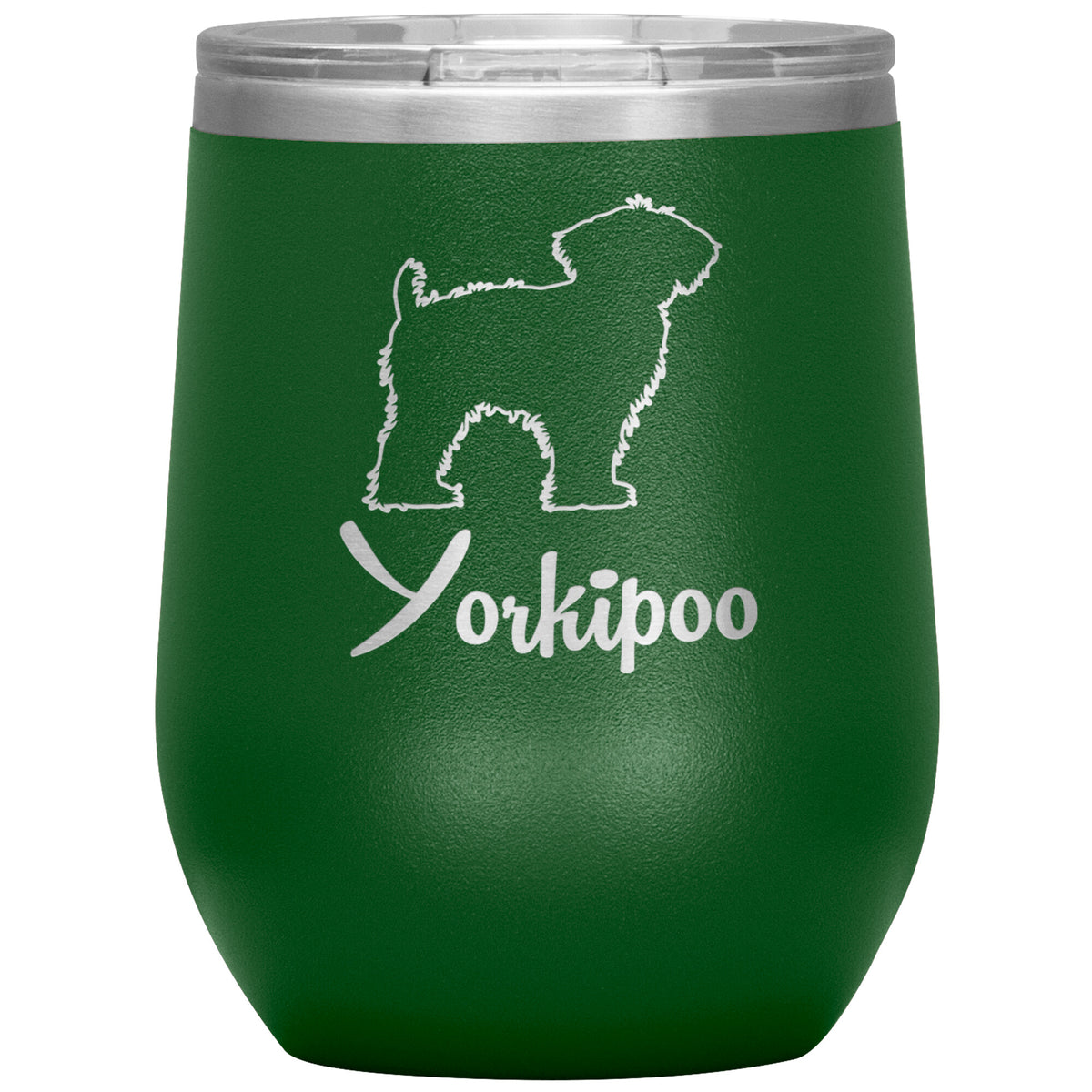 Yorkipoo Dog Outlined Silhouette 12oz Wine Insulated Tumbler