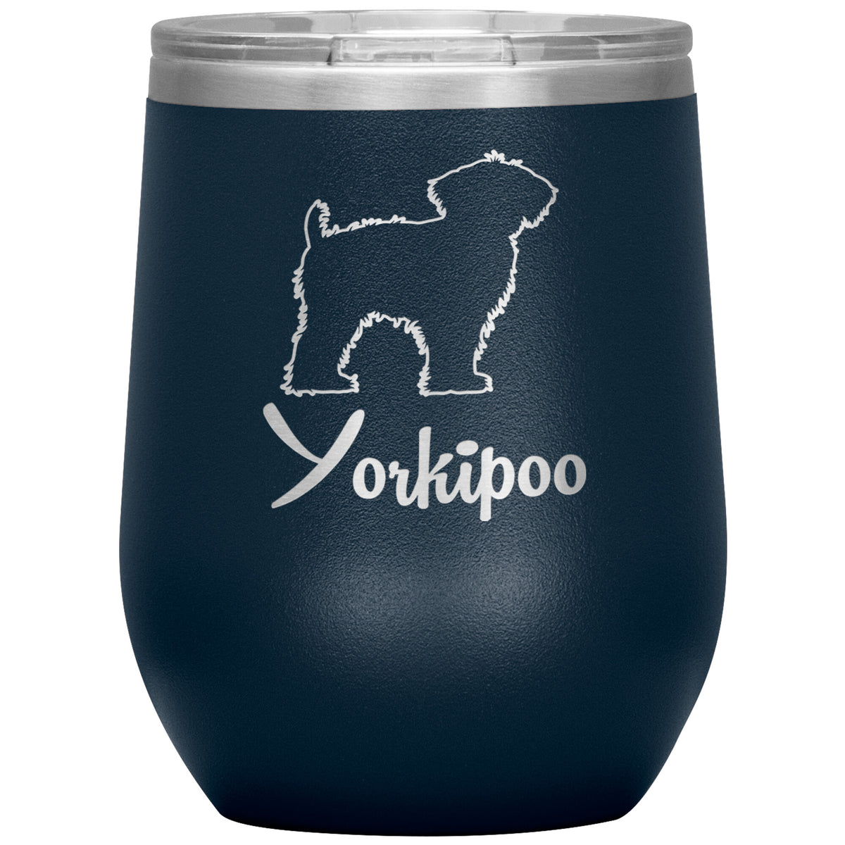 Yorkipoo Dog Outlined Silhouette 12oz Wine Insulated Tumbler