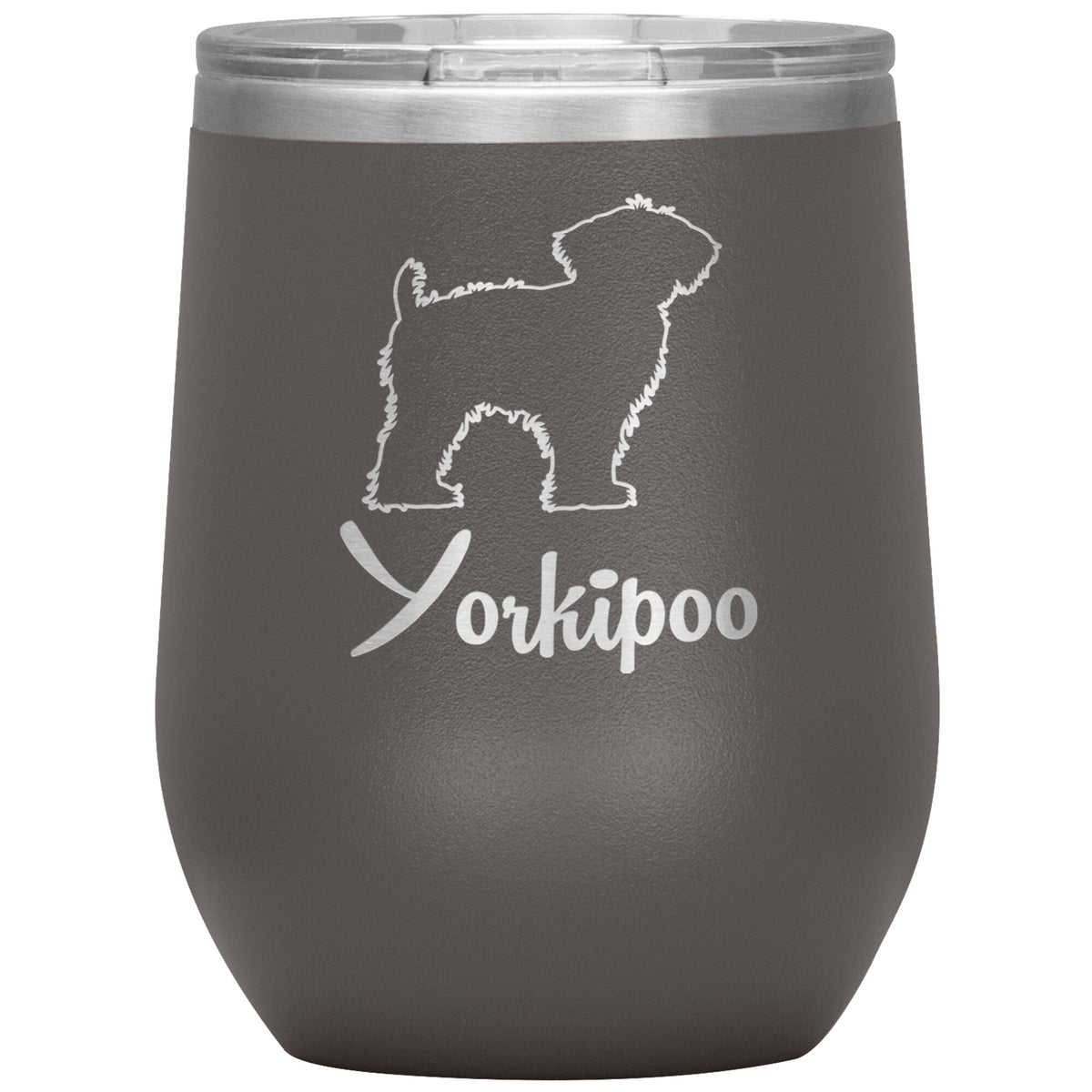 Yorkipoo Dog Outlined Silhouette 12oz Wine Insulated Tumbler