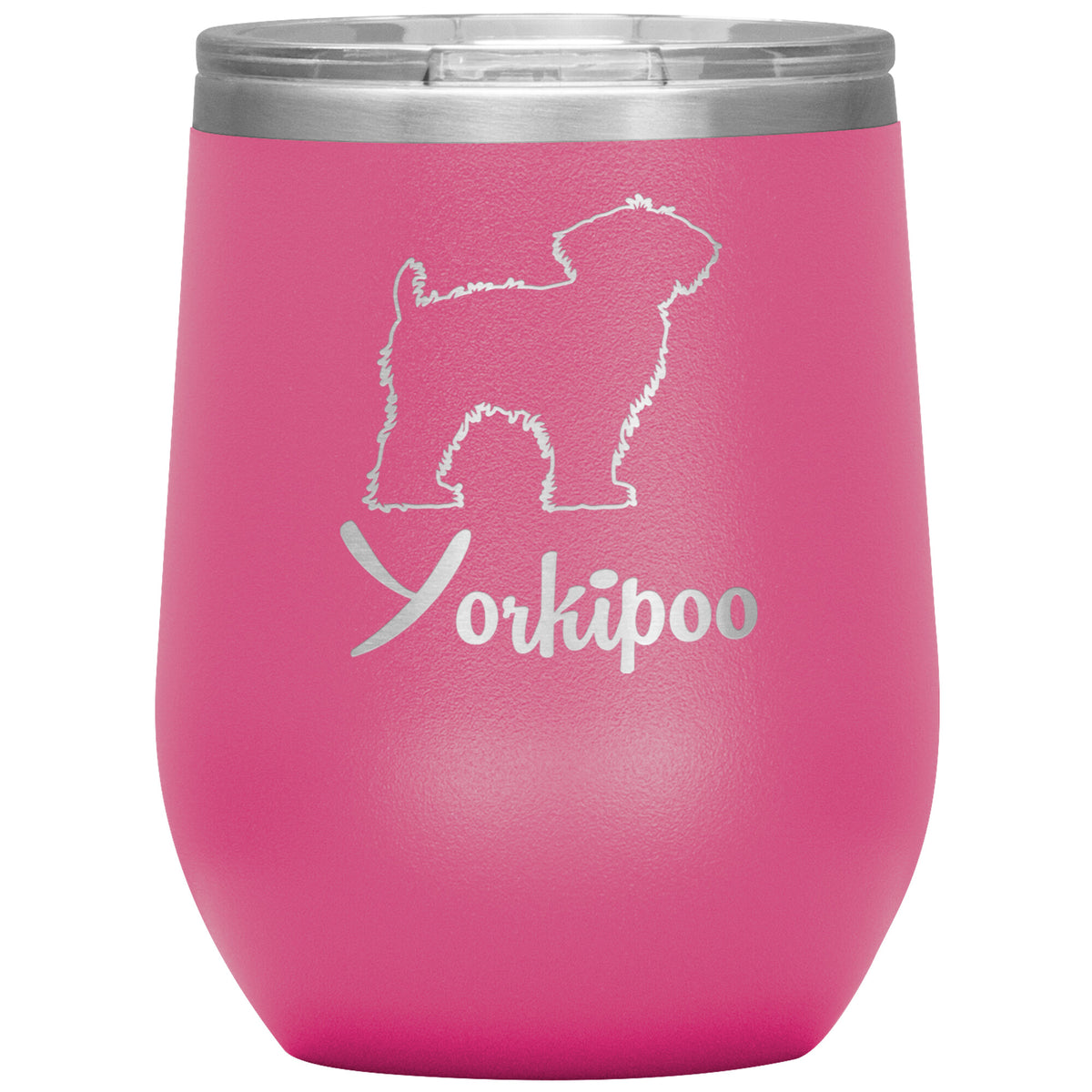 Yorkipoo Dog Outlined Silhouette 12oz Wine Insulated Tumbler