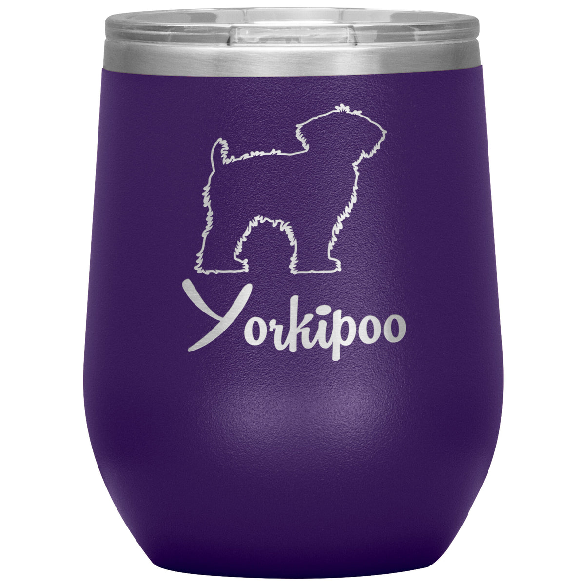 Yorkipoo Dog Outlined Silhouette 12oz Wine Insulated Tumbler