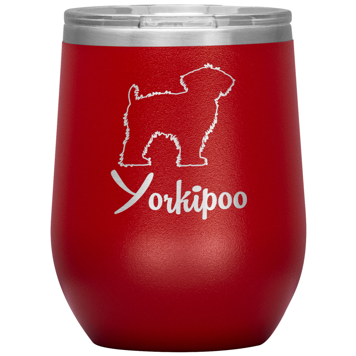 Yorkipoo Dog Outlined Silhouette 12oz Wine Insulated Tumbler
