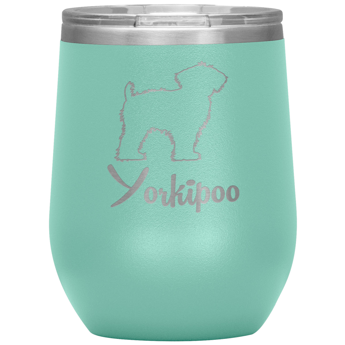 Yorkipoo Dog Outlined Silhouette 12oz Wine Insulated Tumbler