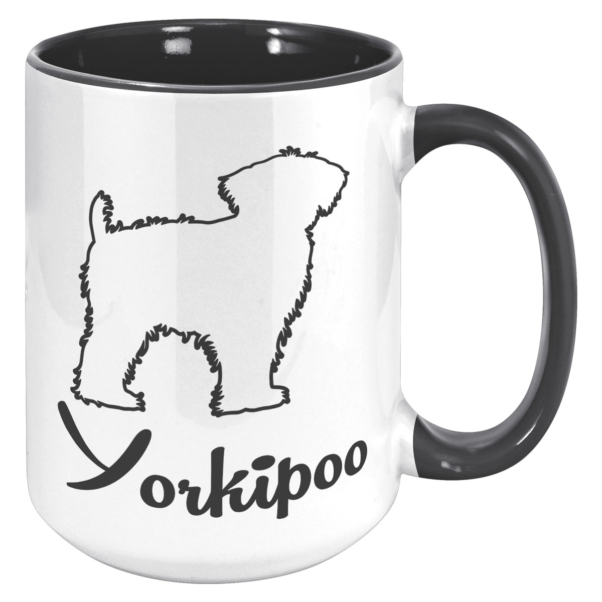 Yorkipoo Dog Outlined Silhouette 15oz Accent Mug