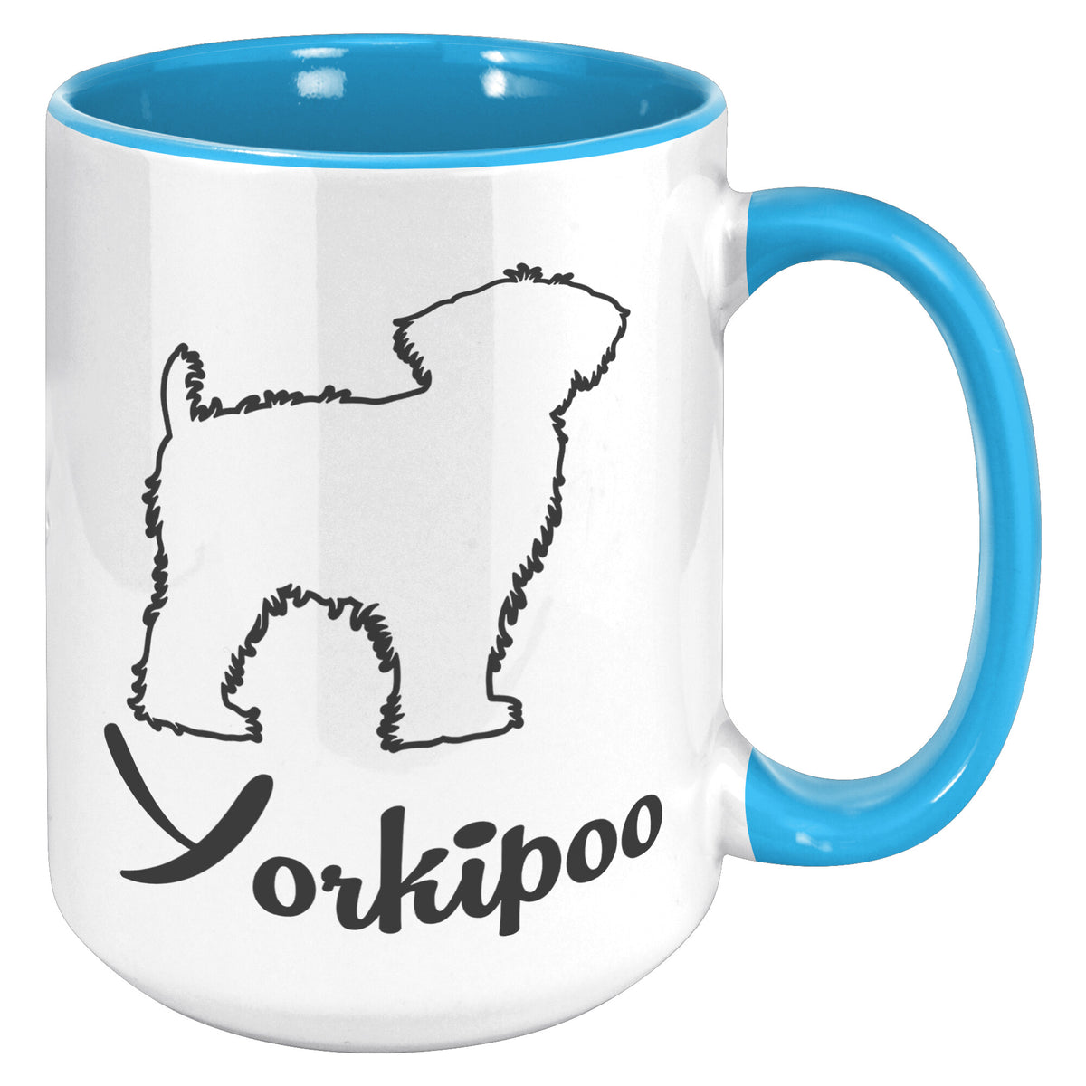 Yorkipoo Dog Outlined Silhouette 15oz Accent Mug