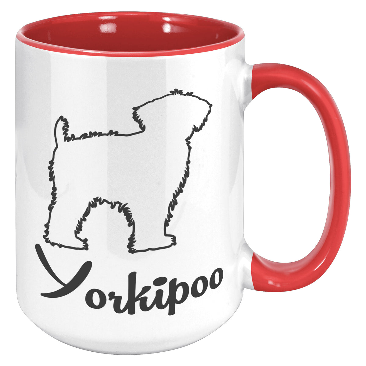 Yorkipoo Dog Outlined Silhouette 15oz Accent Mug