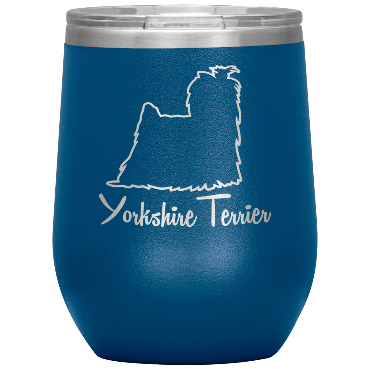 Yorkshire Terrier Dog Outlined Silhouette 12oz Wine Insulated Tumbler