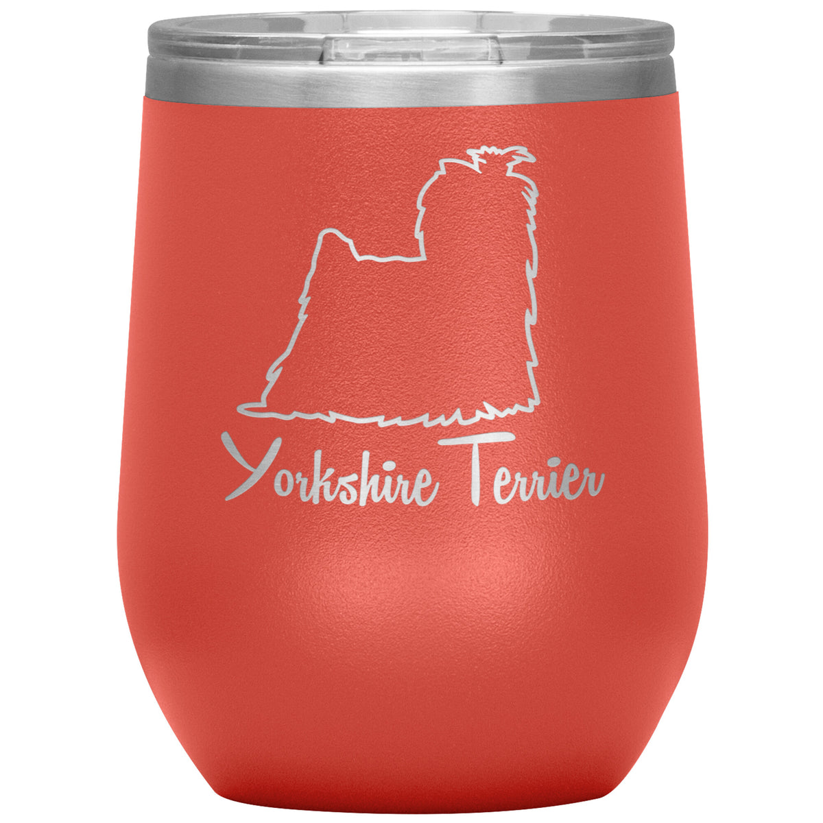 Yorkshire Terrier Dog Outlined Silhouette 12oz Wine Insulated Tumbler