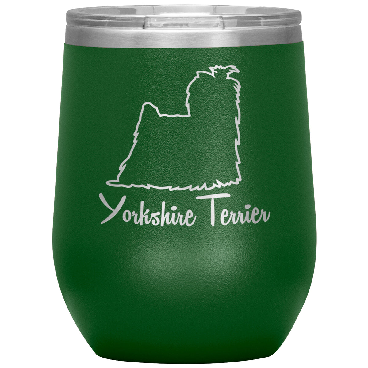 Yorkshire Terrier Dog Outlined Silhouette 12oz Wine Insulated Tumbler