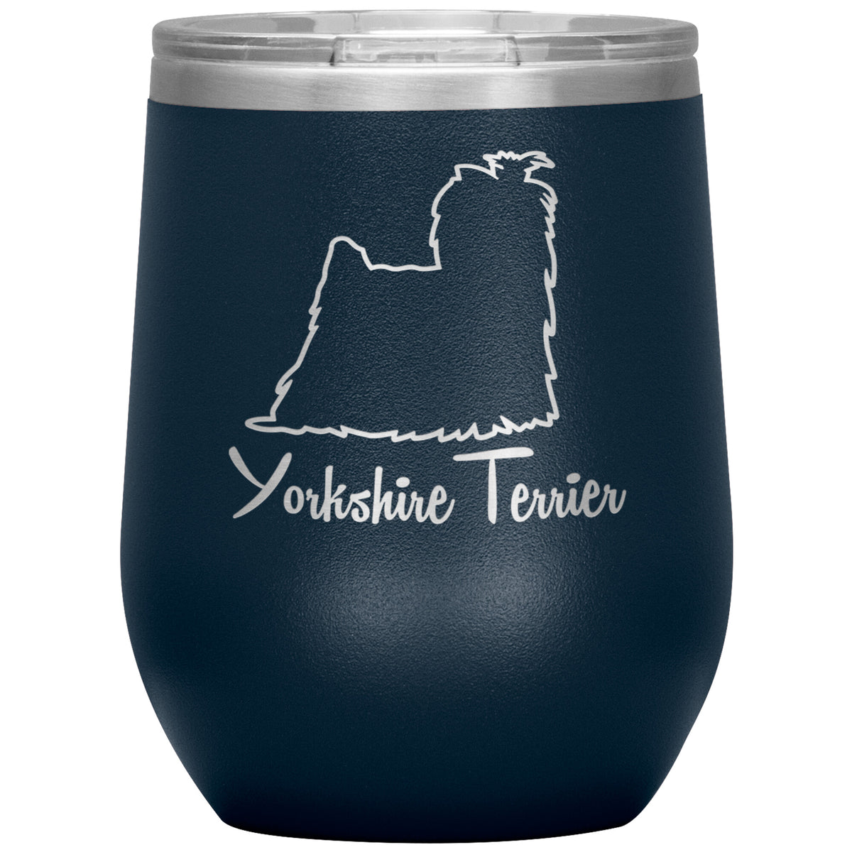 Yorkshire Terrier Dog Outlined Silhouette 12oz Wine Insulated Tumbler