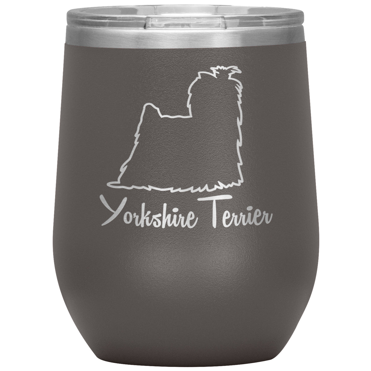 Yorkshire Terrier Dog Outlined Silhouette 12oz Wine Insulated Tumbler