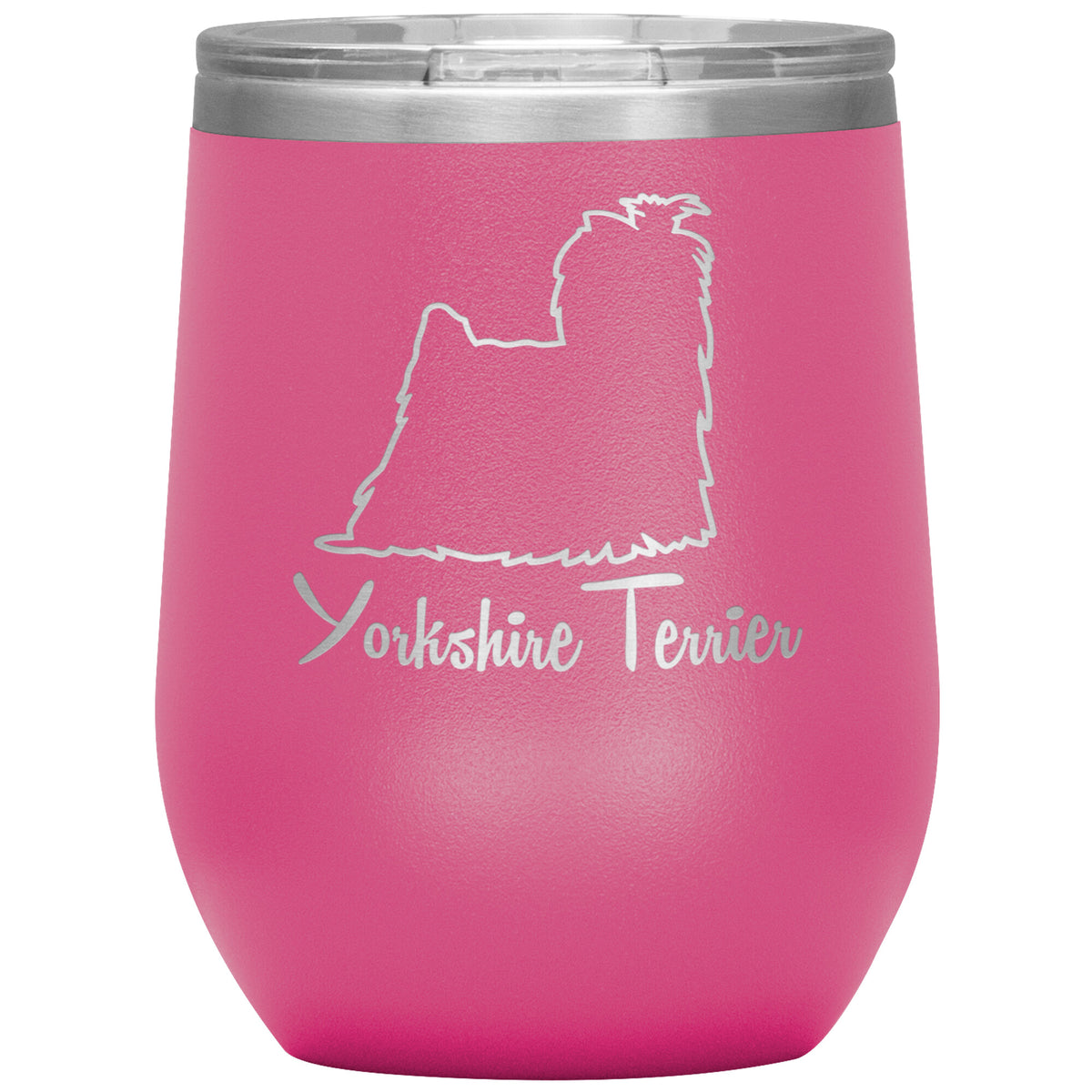 Yorkshire Terrier Dog Outlined Silhouette 12oz Wine Insulated Tumbler
