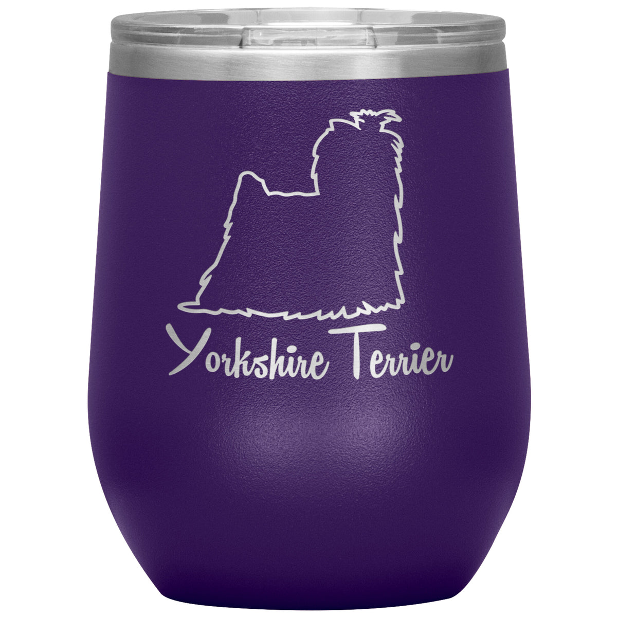 Yorkshire Terrier Dog Outlined Silhouette 12oz Wine Insulated Tumbler