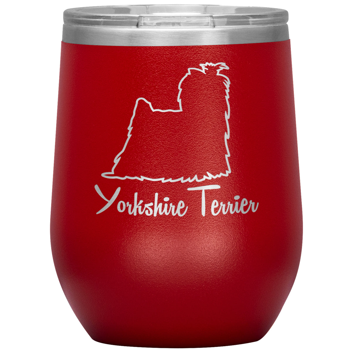 Yorkshire Terrier Dog Outlined Silhouette 12oz Wine Insulated Tumbler