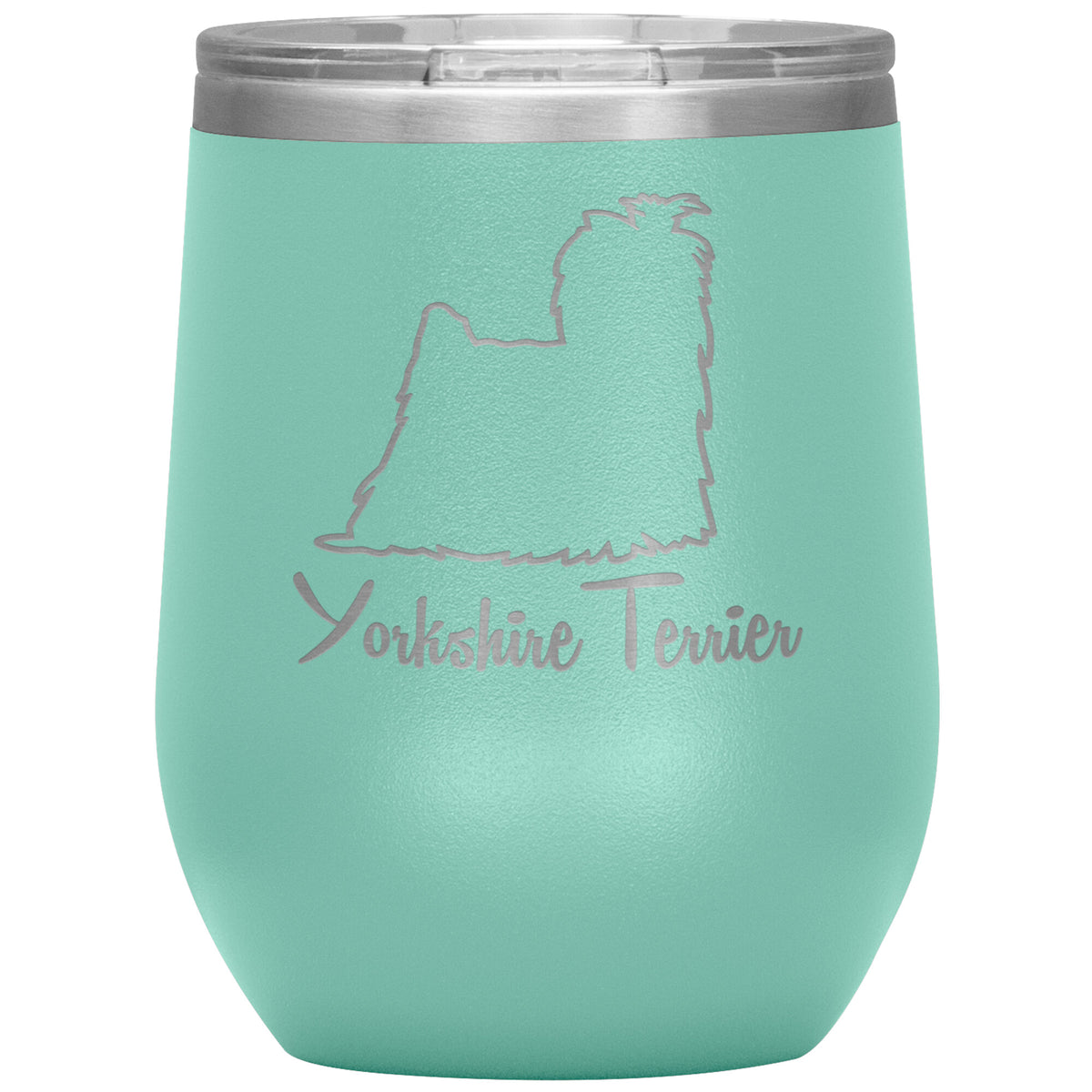 Yorkshire Terrier Dog Outlined Silhouette 12oz Wine Insulated Tumbler
