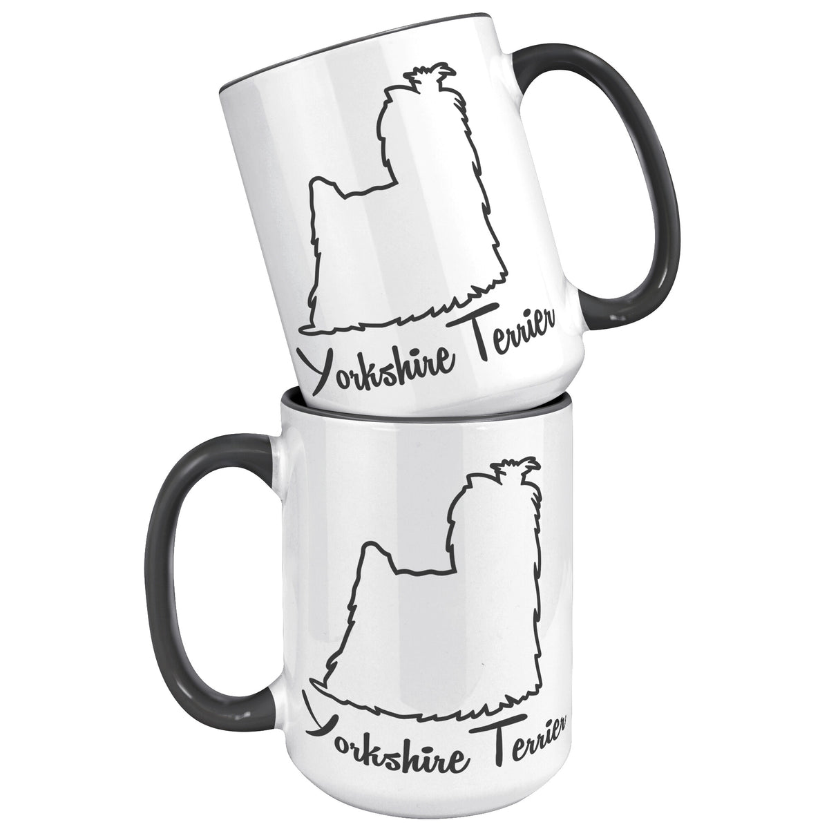 Yorkshire Terrier Dog Outlined Silhouette 15oz Accent Mug