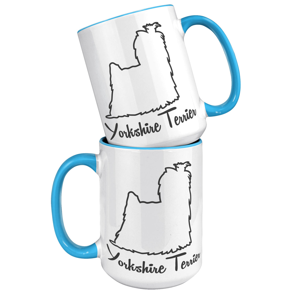 Yorkshire Terrier Dog Outlined Silhouette 15oz Accent Mug