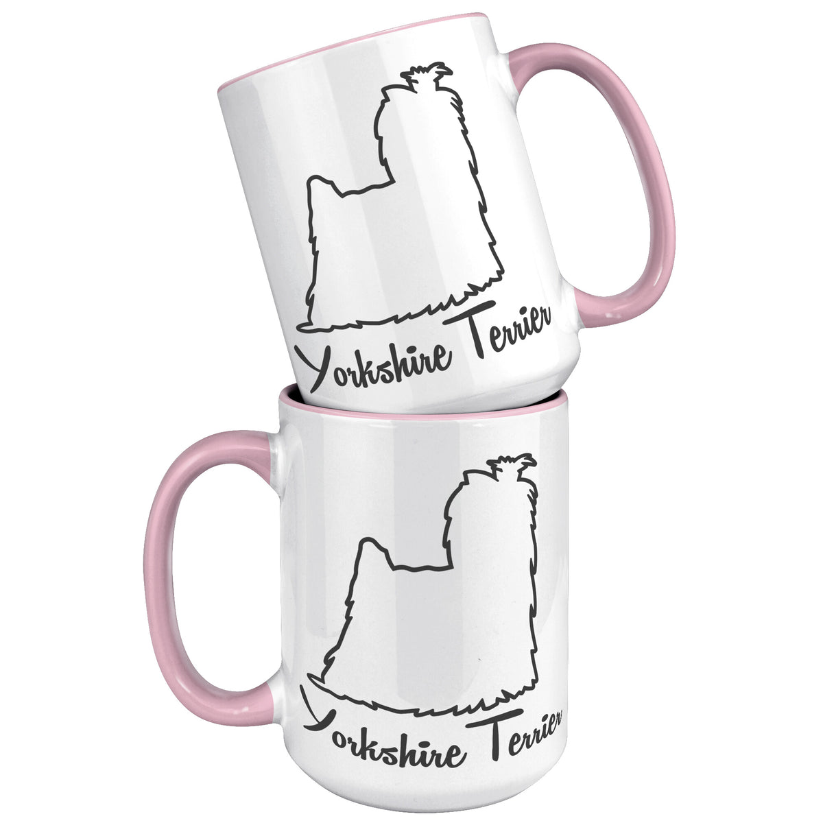 Yorkshire Terrier Dog Outlined Silhouette 15oz Accent Mug