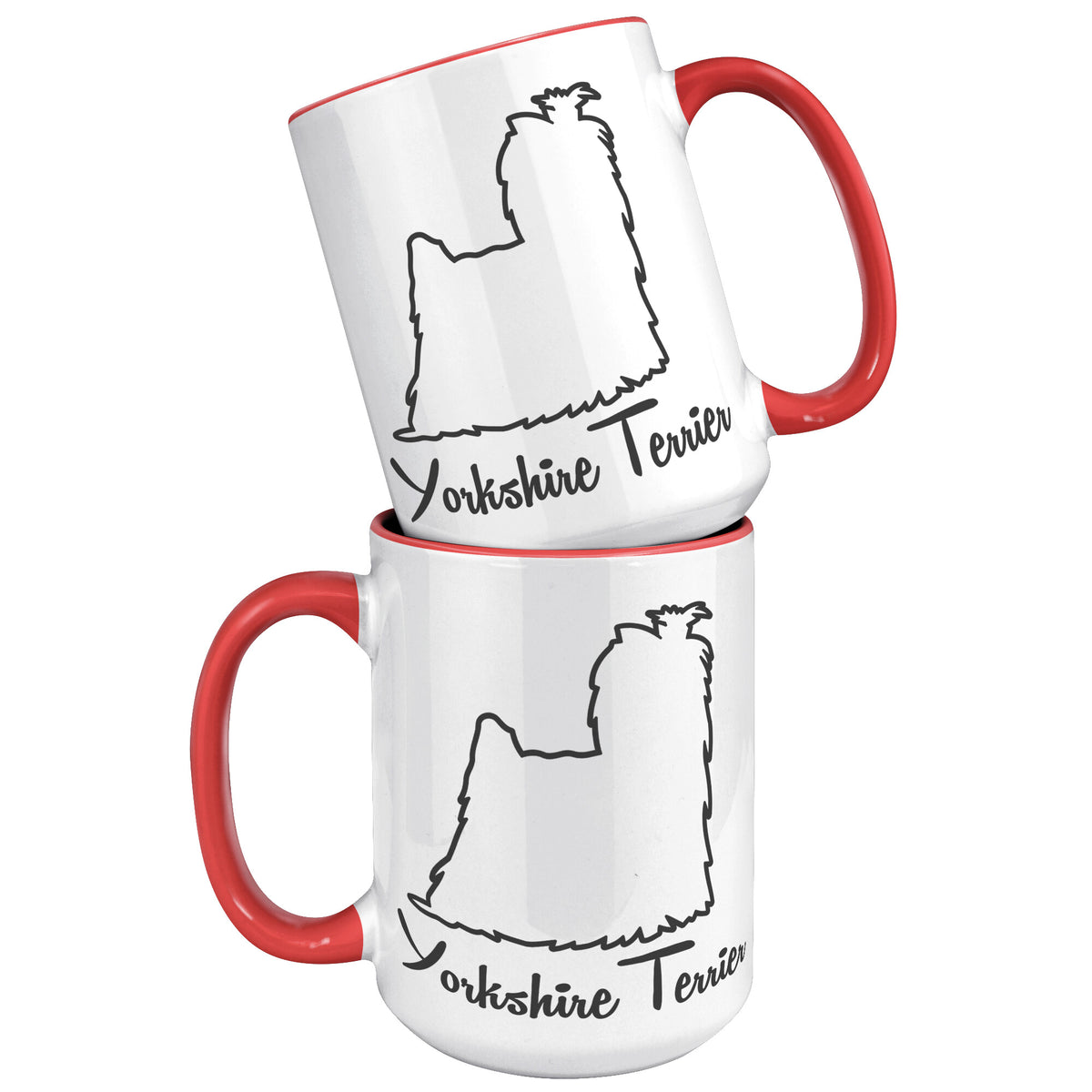Yorkshire Terrier Dog Outlined Silhouette 15oz Accent Mug
