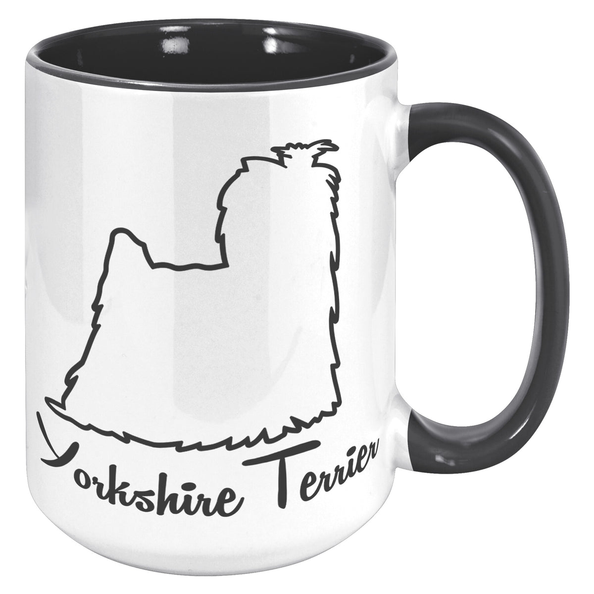 Yorkshire Terrier Dog Outlined Silhouette 15oz Accent Mug