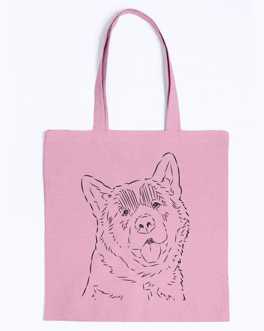 Akita Doodle Dogs Canvas Tote Bag Accessories Pink / M
