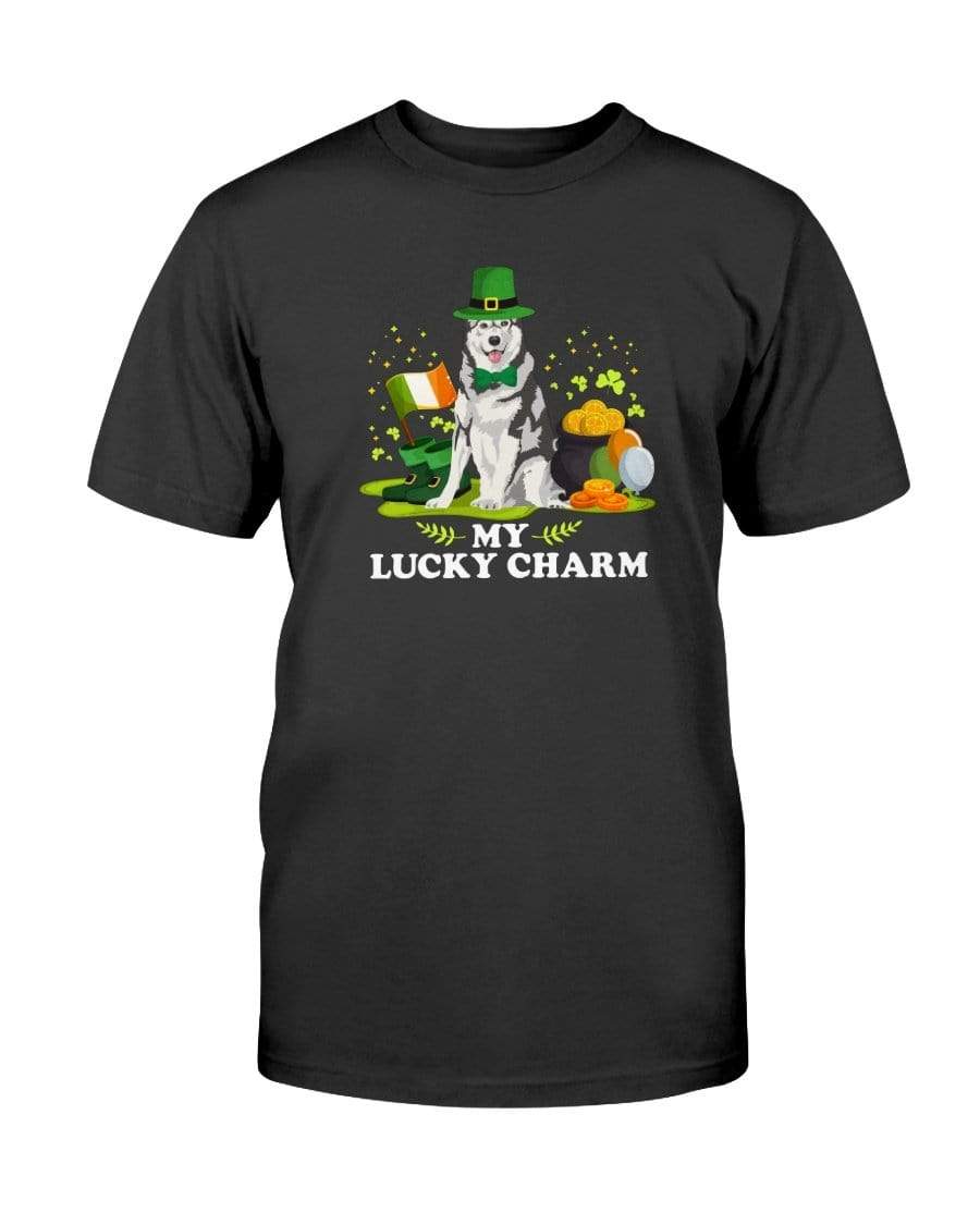 Alaskan Malamute St. Patricks Day My Lucky Charm Unisex T-Shirt Shirts Black / S