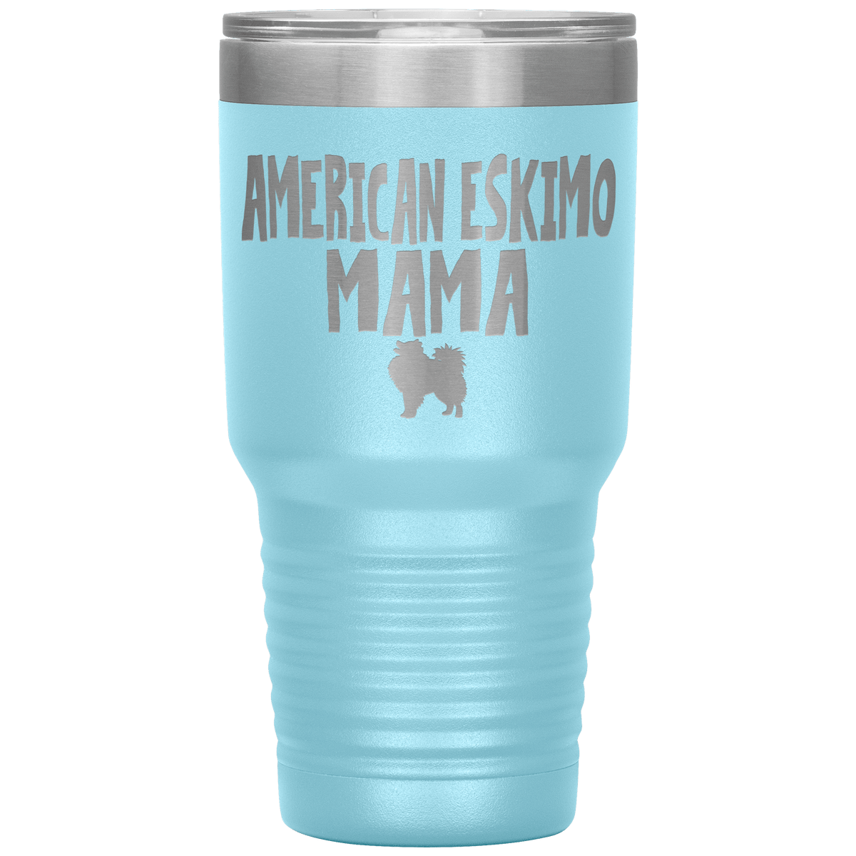 American Eskimo Mama 30 Oz Vacuum Tumbler Tumblers Light Blue