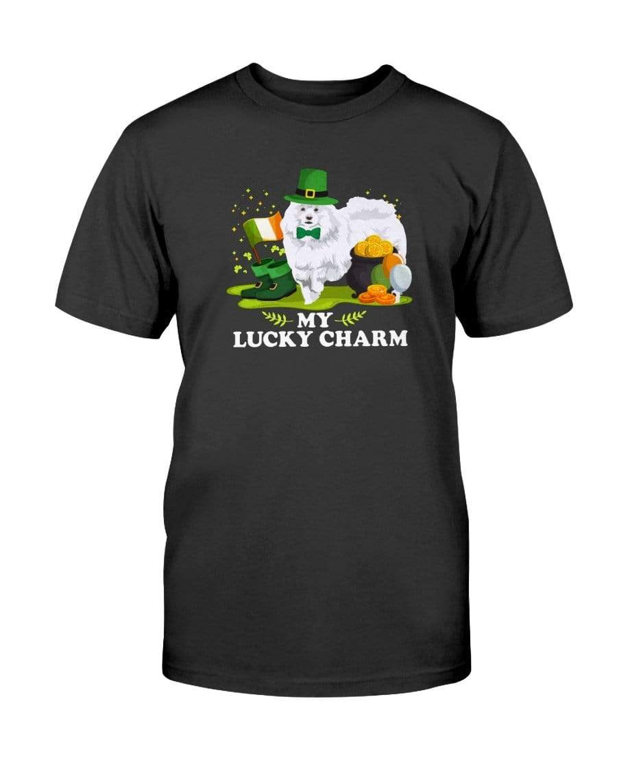 American Eskimo St. Patricks Day My Lucky Charm Unisex T-Shirt Shirts Black / S