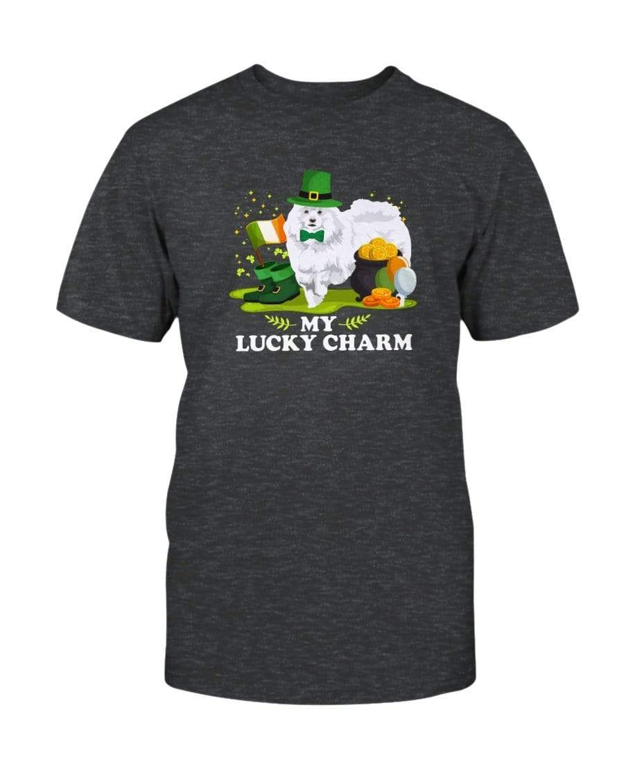 American Eskimo St. Patricks Day My Lucky Charm Unisex T-Shirt Shirts Dark Grey Heather / S