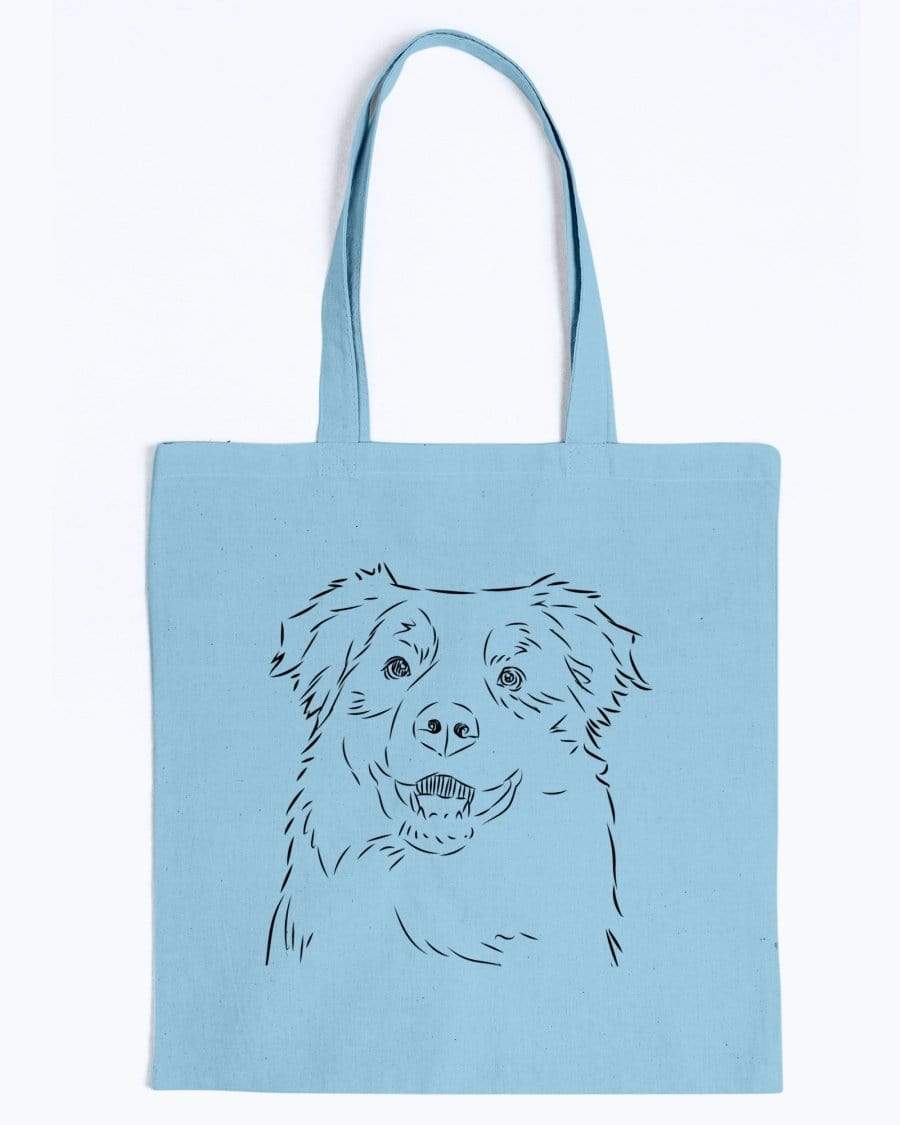 Australian Shepherd Doodle Dogs Canvas Tote Bag Accessories Light Blue / M