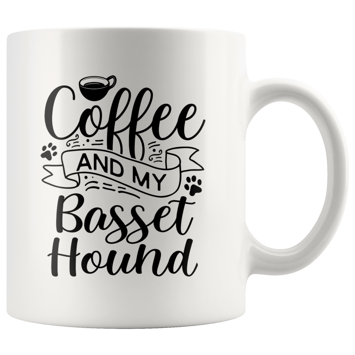 Basset Hound Coffee and my Dog Coffee / Tea Ceramic Mug - 11oz / 15oz Drinkware 11oz Mug