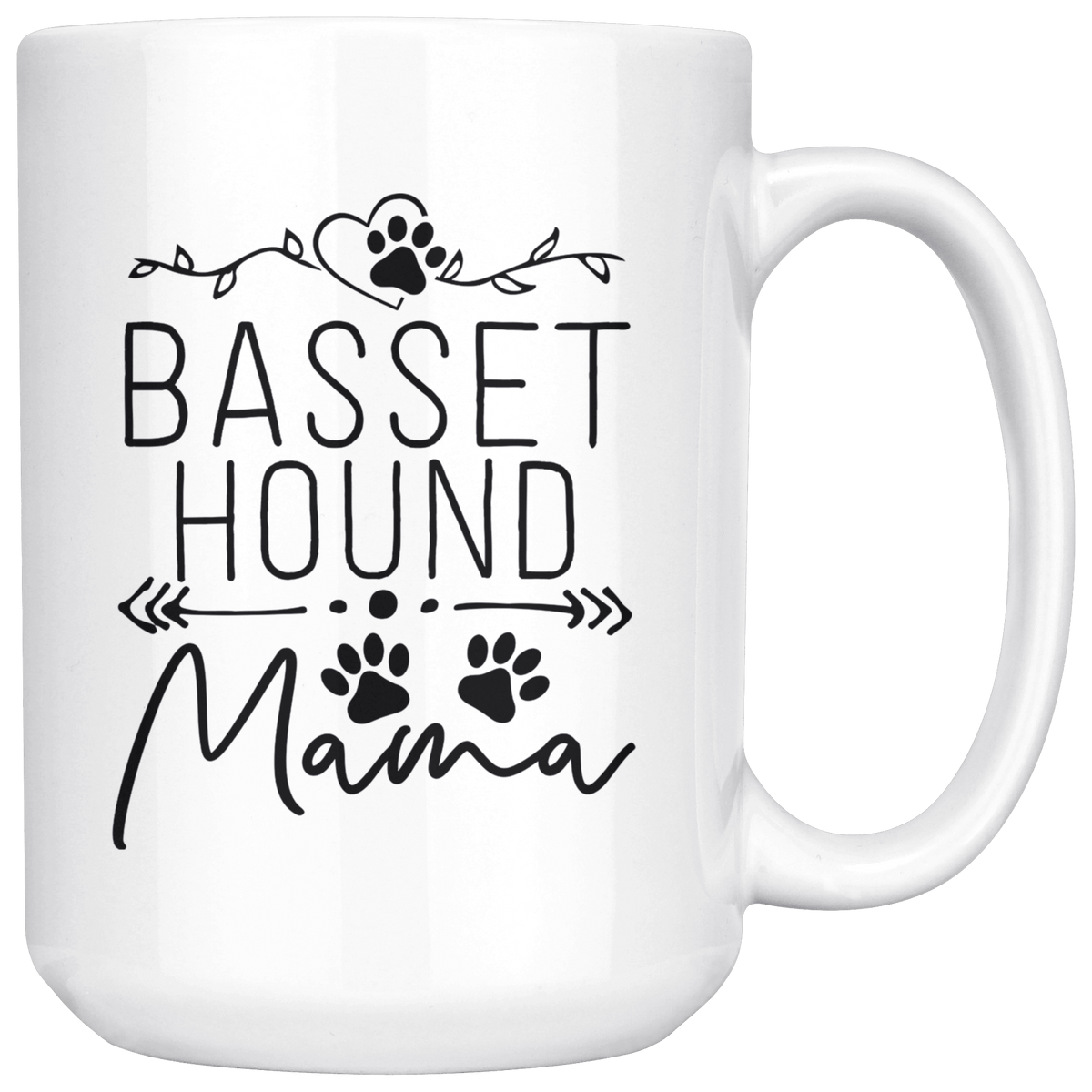 Basset Hound Dog Mama Coffee / Tea Ceramic Mug - 11oz / 15oz Drinkware 15oz Mug