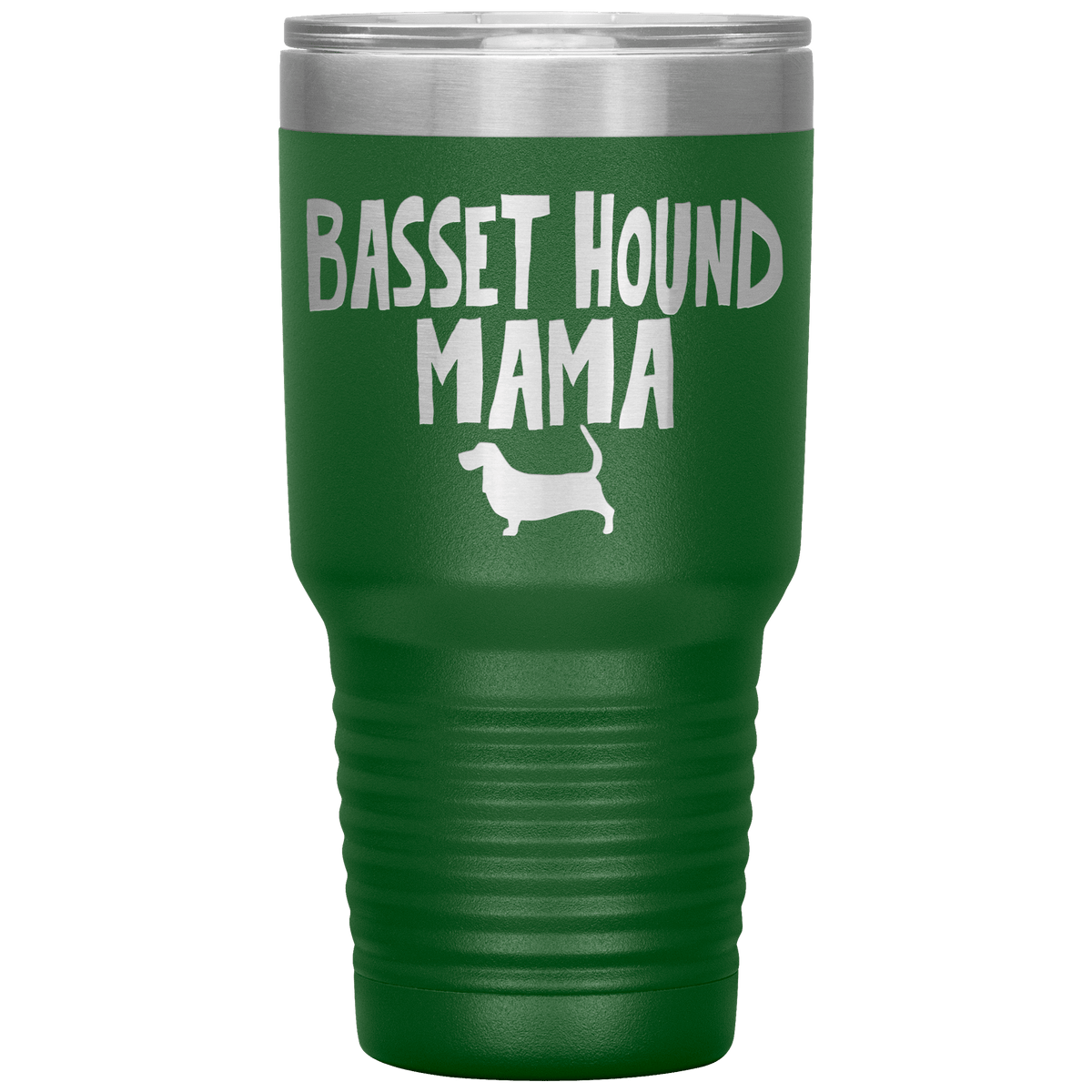 Basset Hound Mama 30 Oz Vacuum Tumbler Tumblers Green