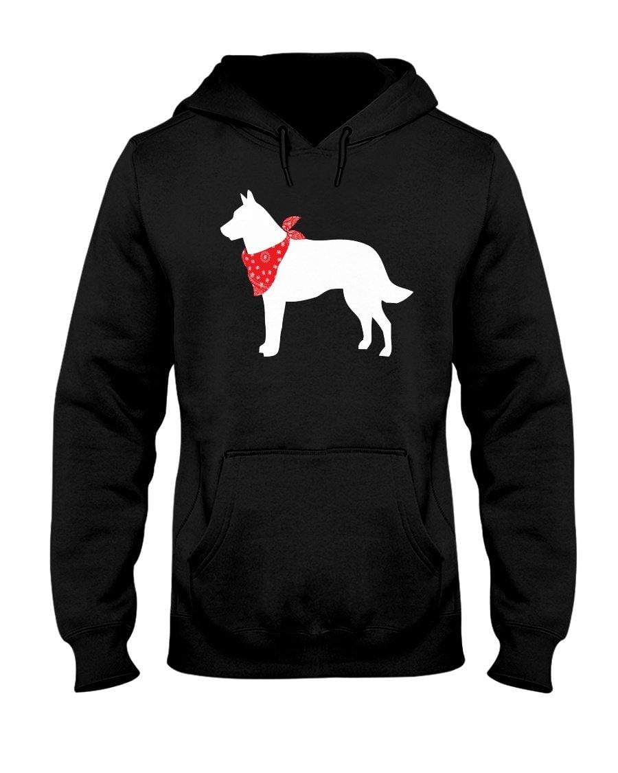 Belgian Malinois Red Bandana Unisex Hoodie Sweatshirts Black / S